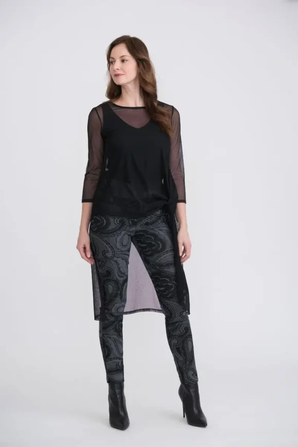 Joseph Ribkoff 204216 Grey/Black Print Trousers
