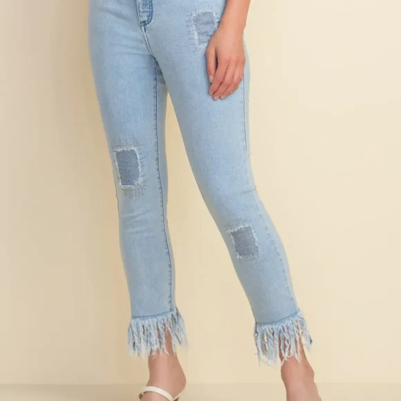 Joseph Ribkoff 212927 Light Blue Frayed Jeans