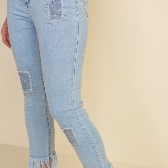 Joseph Ribkoff 212927 Light Blue Frayed Jeans