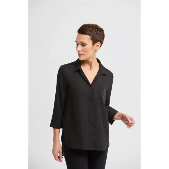 Joseph Ribkoff 213625 Black/Multi Abstract Print Blouse