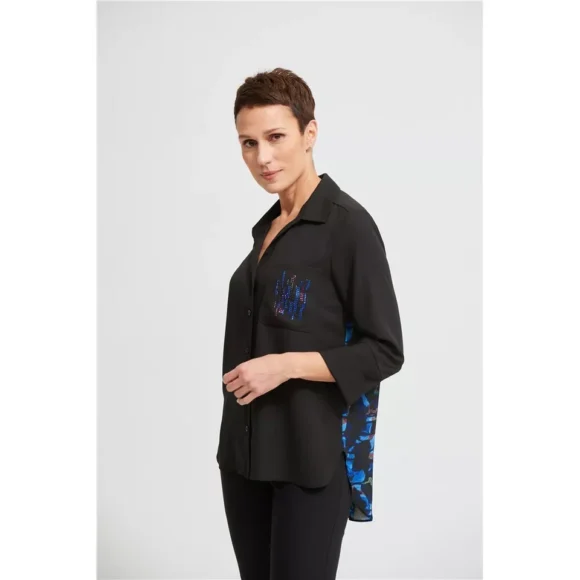 Joseph Ribkoff 213625 Black/Multi Abstract Print Blouse