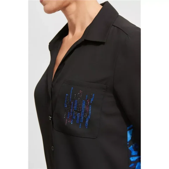 Joseph Ribkoff 213625 Black/Multi Abstract Print Blouse