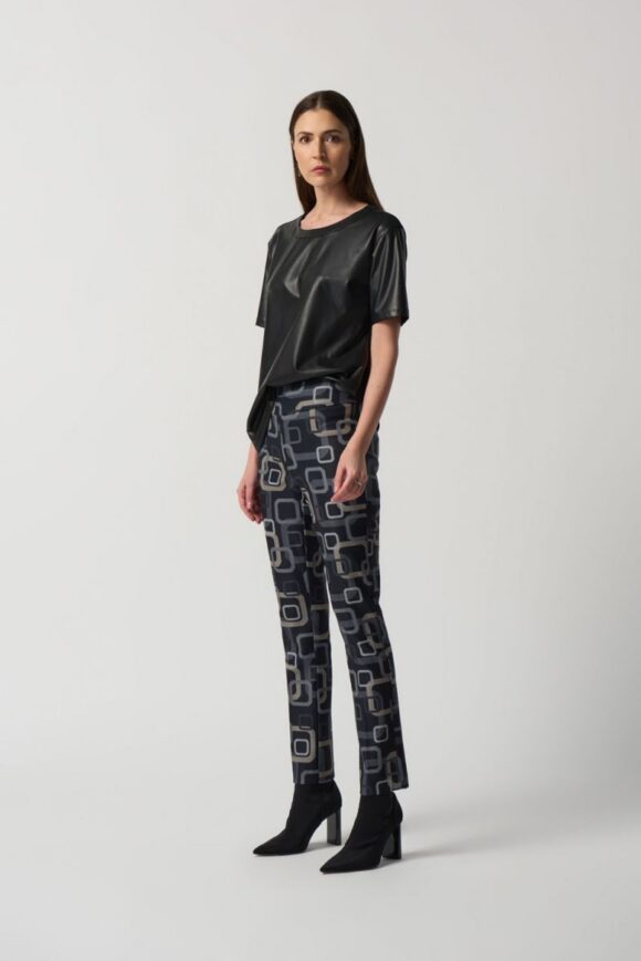 Joseph Ribkoff 233163 Black/Multi Print Trousers