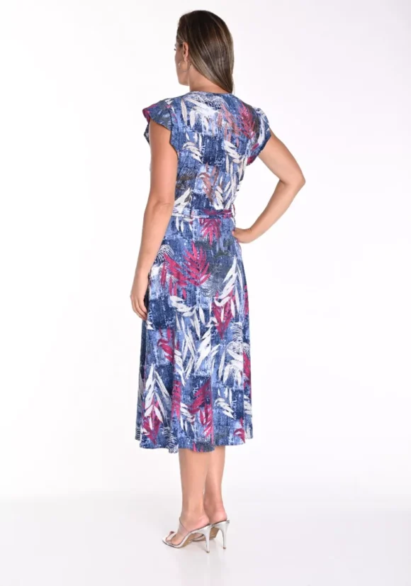 Frank Lyman 241238 Blue/Pink Midi Belted Dress