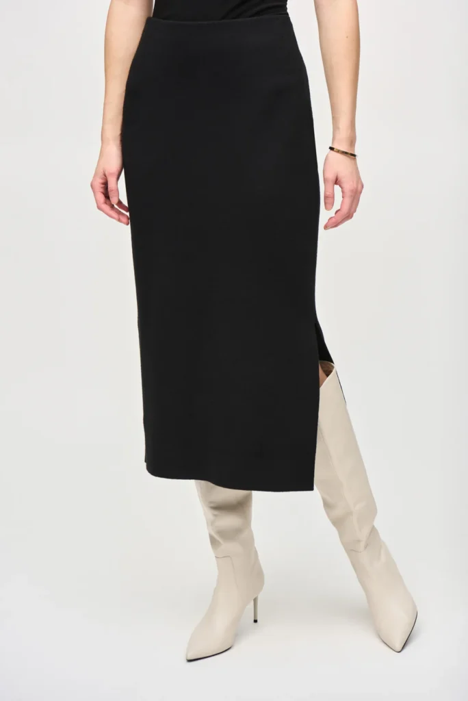 Joseph Ribkoff 243967 Black Knit Midi Skirt