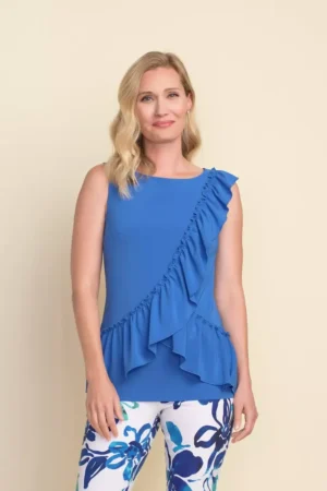 Joseph Ribkoff 212245 Aegean Sea Ruffle Trim Top