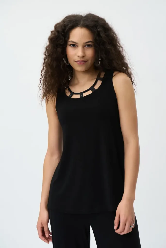 Joseph Ribkoff  231058 Black Cut-Out Neckline Top