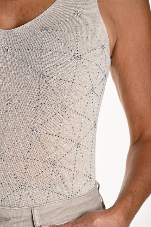 Frank Lyman 241323U Beige Glitter Detail Knit Top