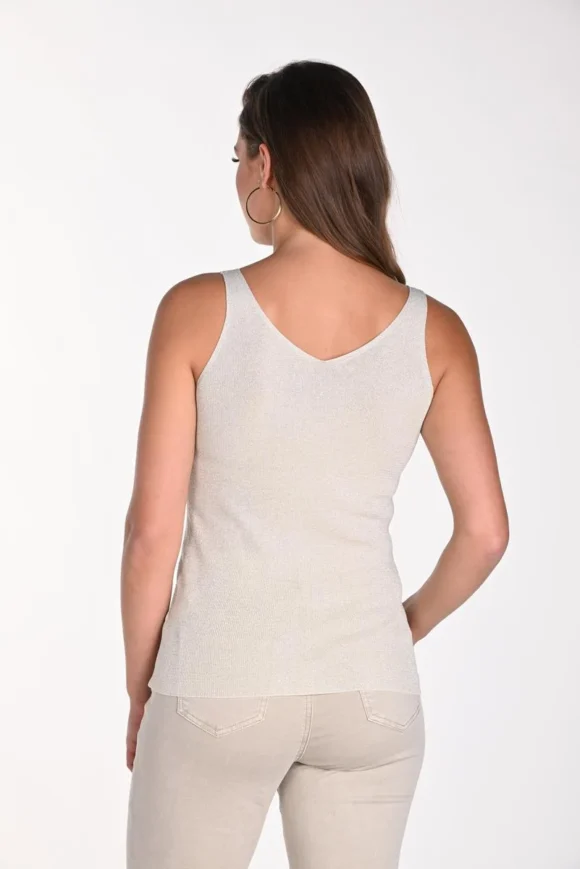 Frank Lyman 241323U Beige Glitter Detail Knit Top