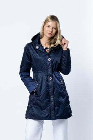 Marble 6579 Navy Blue Hooded Coat