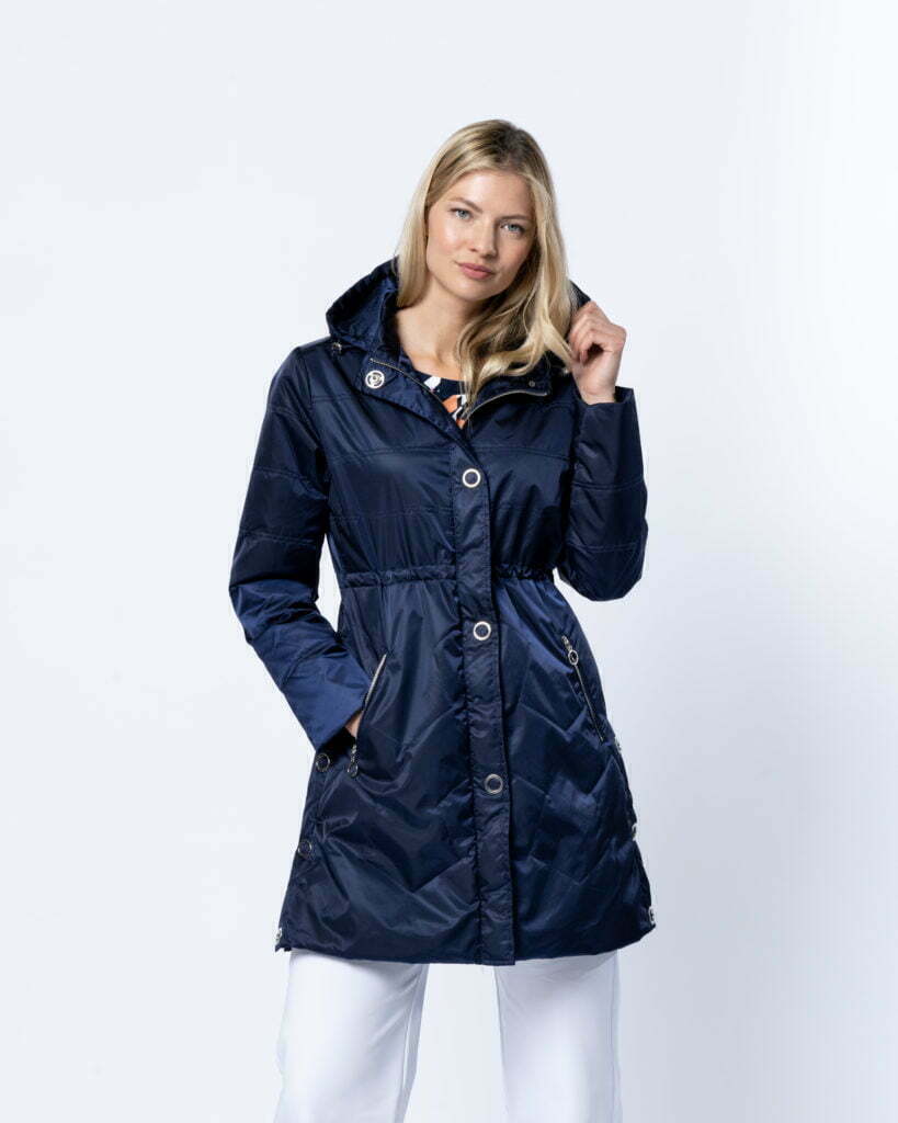 Marble 6579 Navy Blue Hooded Coat