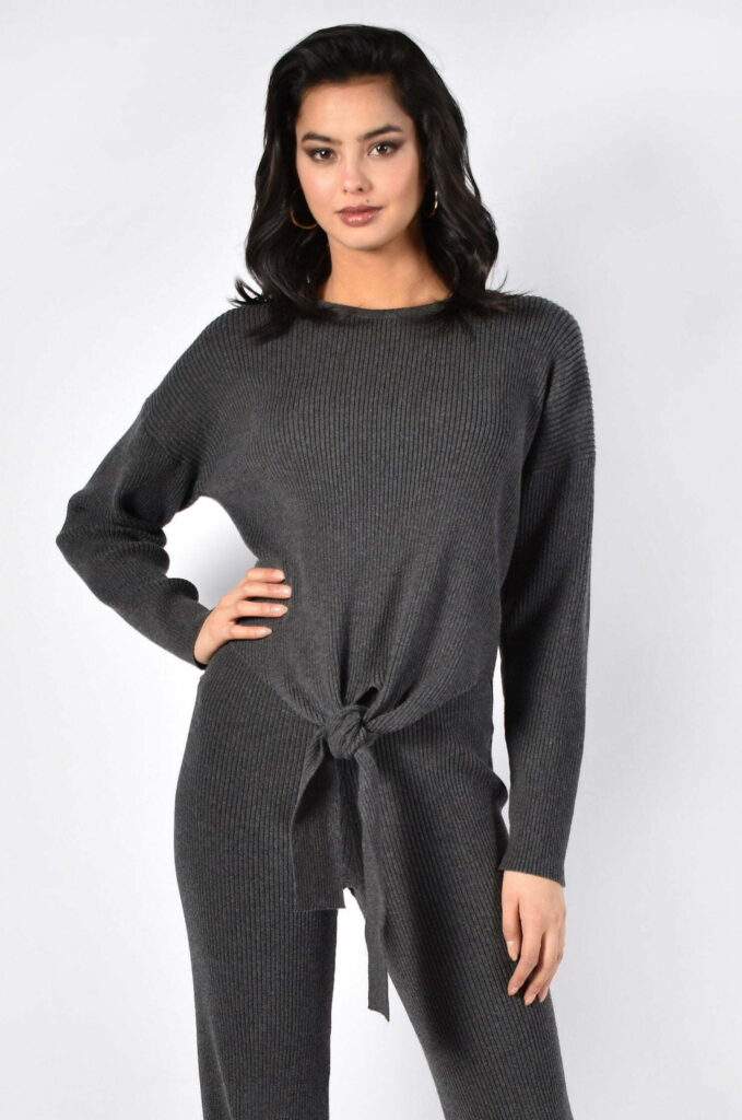 Frank Lyman 213144U Charcoal Knit Top