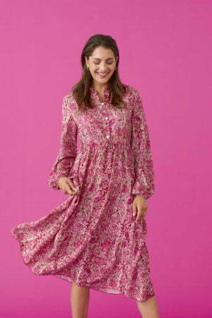 Cream 10650765 Berry Flower Print Dress