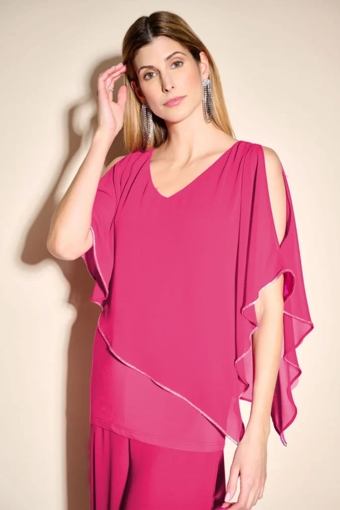 Joseph Ribkoff 223738 Hibiscus Poncho Tunic With Diamante Trim