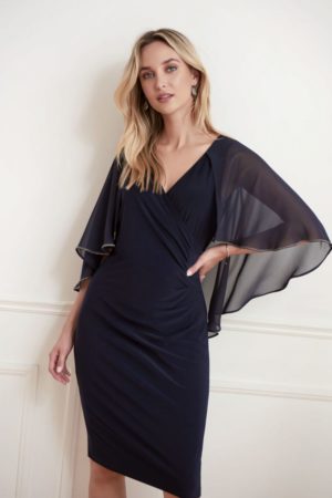 Joseph Ribkoff 221353 Diamante Trim Cape Dress