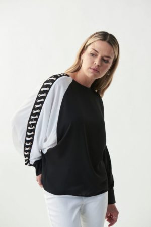 Joseph Ribkoff 221152 Black/Off White Top
