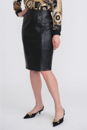 Joseph Ribkoff 204405 Black Faux Leather Skirt
