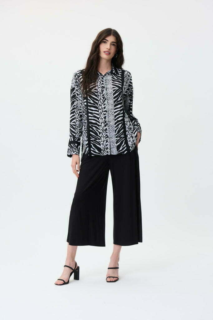 Joseph Ribkoff 231096 Black/Vanilla Relaxed Fit Blouse
