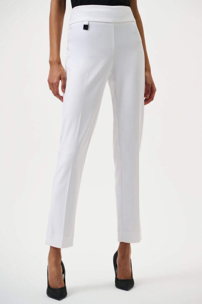 Joseph Ribkoff 144092 White Classic Tailored Slim Trousers