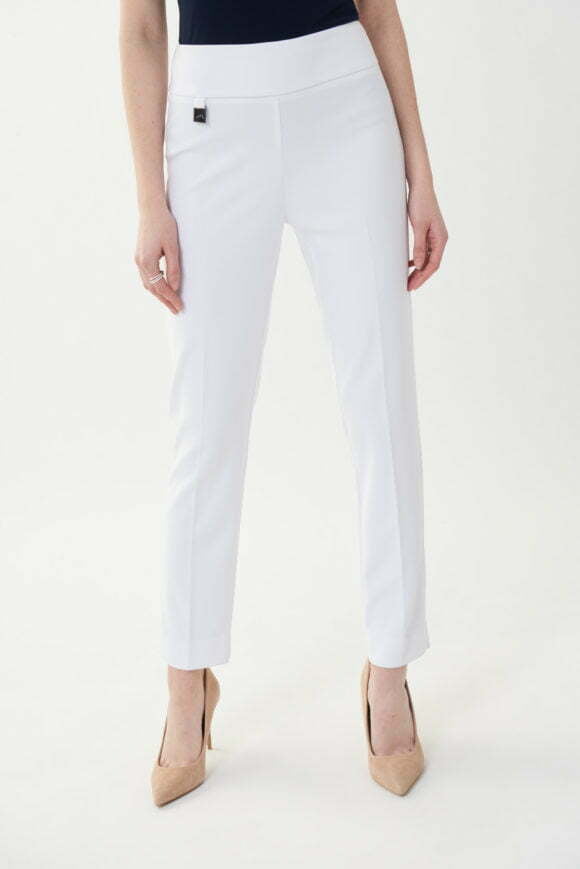 Joseph Ribkoff 144092 White Classic Tailored Slim Trousers