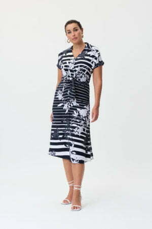 Joseph Ribkoff 232050 Midnight/Vanilla Shirt Dress