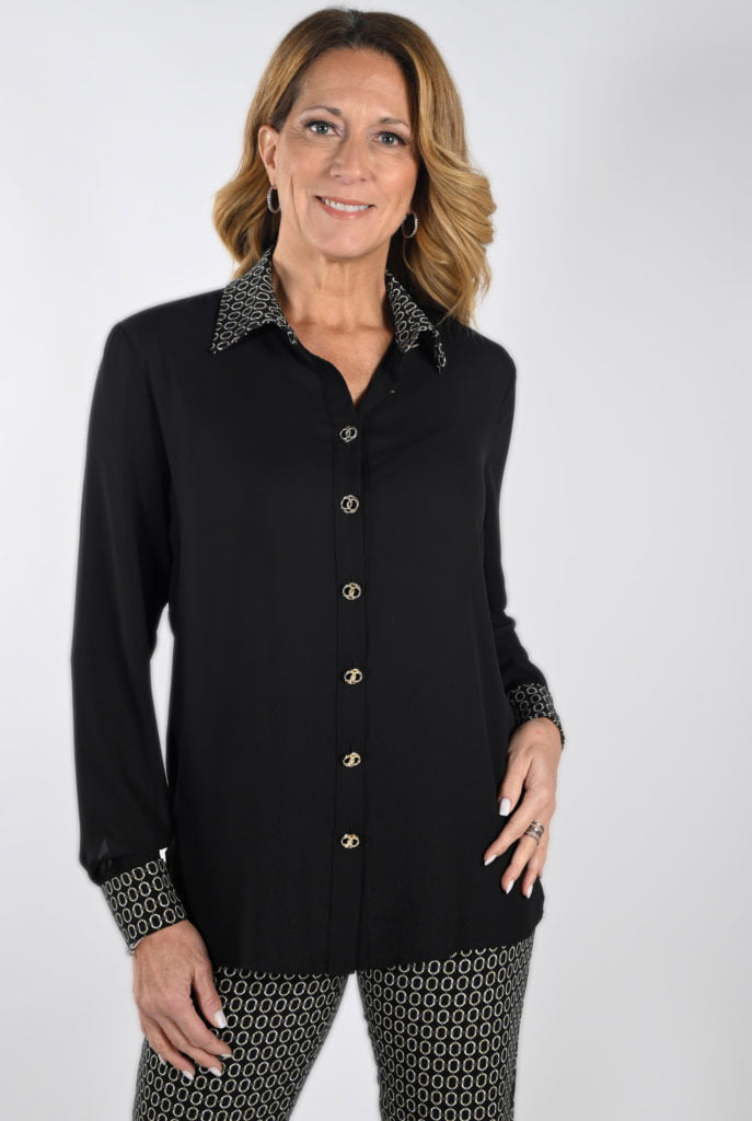 Frank Lyman 233152 Black/Beige Blouse