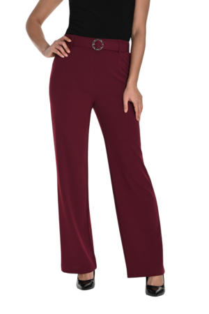 Frank Lyman 243180 Wine Belted Wide Leg Trousers