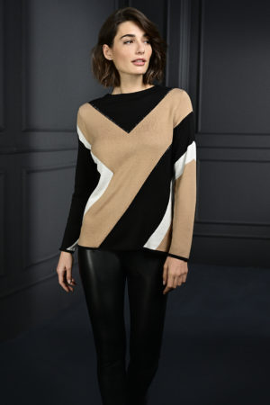 Habella 54112 Black/Beige Knit Top