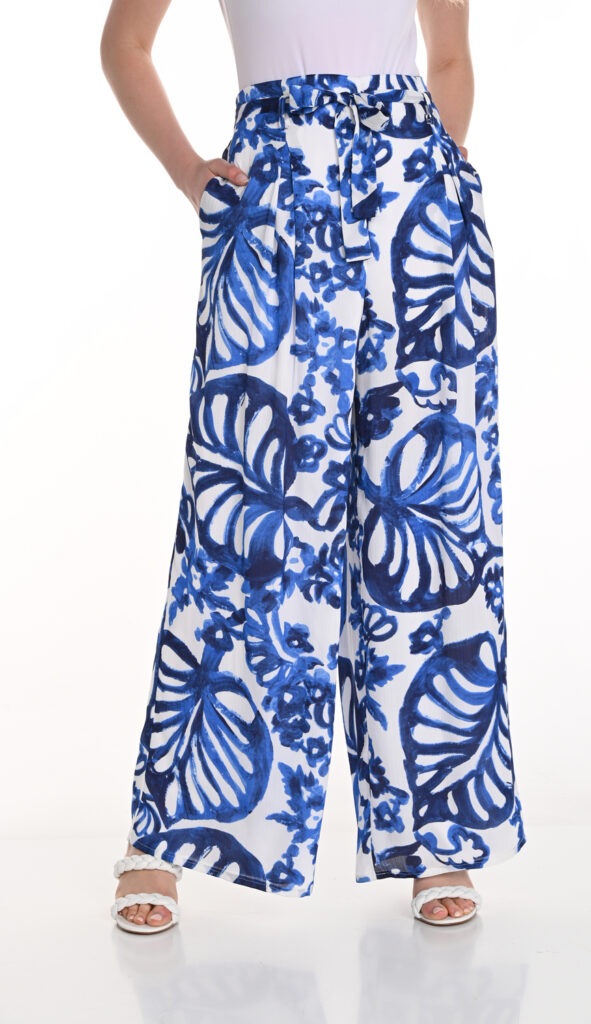 Frank Lyman 256381 Blue/White Wide Leg Trousers