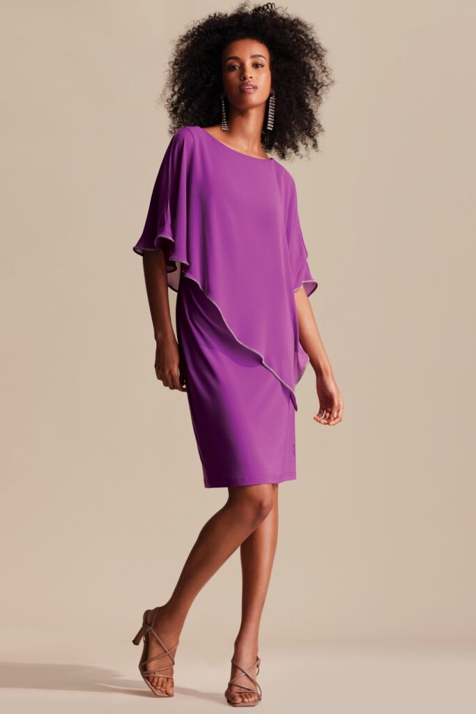 Joseph Ribkoff 221062 Sparkling Grape Layered Dress