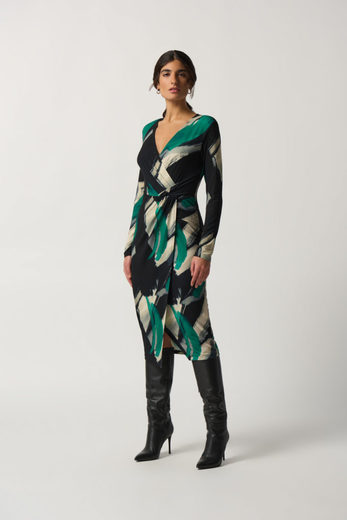 Joseph Ribkoff 233127 Black/Multi Wrap Dress
