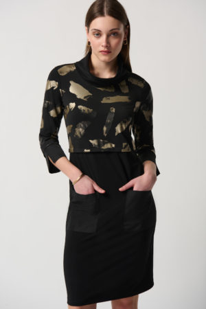 Joseph Ribkoff 234100 Black/Gold Dress