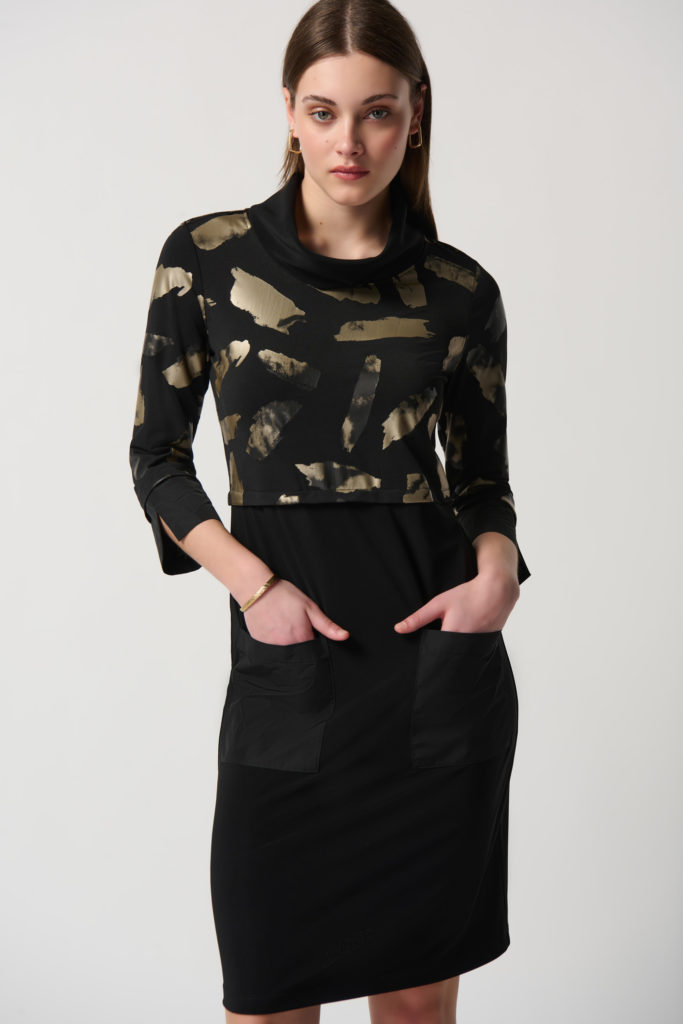 Joseph Ribkoff 234100 Black/Gold Dress