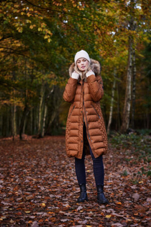 Norman 9323 Quilted Down Fur Collar Coat