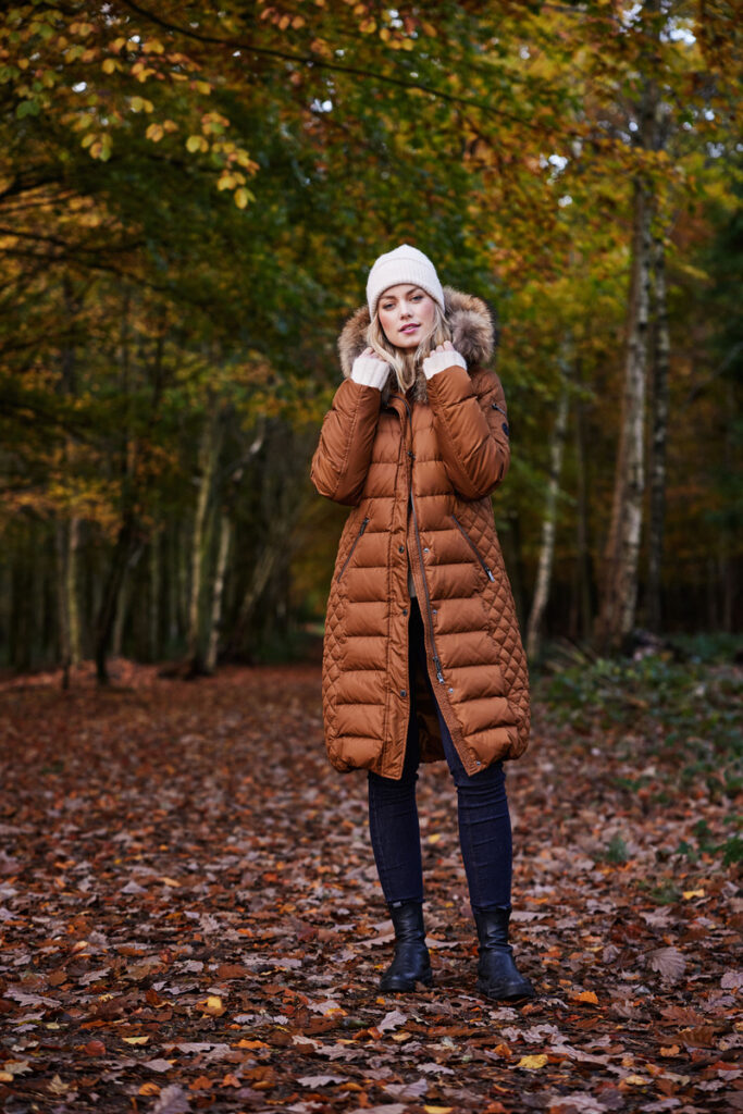 Norman 9323 Quilted Down Fur Collar Coat