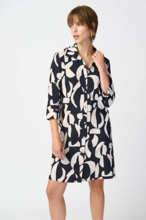 Joseph Ribkoff 241000 Black/Moonstone Printed Shirt Dress