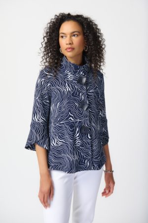 Joseph Ribkoff 241200 Midnight Blue/Vanilla Print Jacket