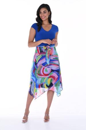 Frank Lyman 246376 Royal/Multi V-Neckline Dress