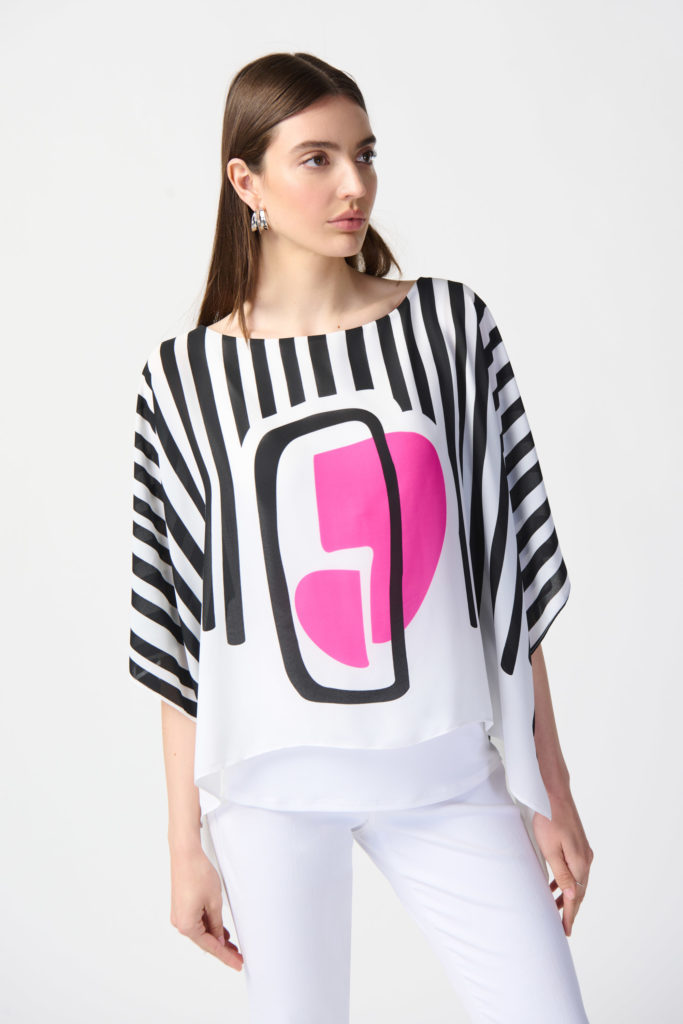 Joseph Ribkoff 241091 Vanilla/Multi Print Top