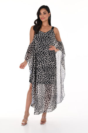 Frank Lyman 246208U Black/Beige Cold Shoulder Dress