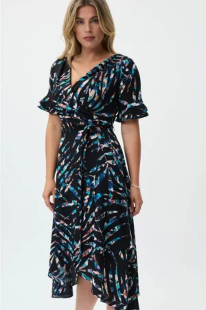 Joseph Ribkoff 231187 Black/Multi Wrap Dress