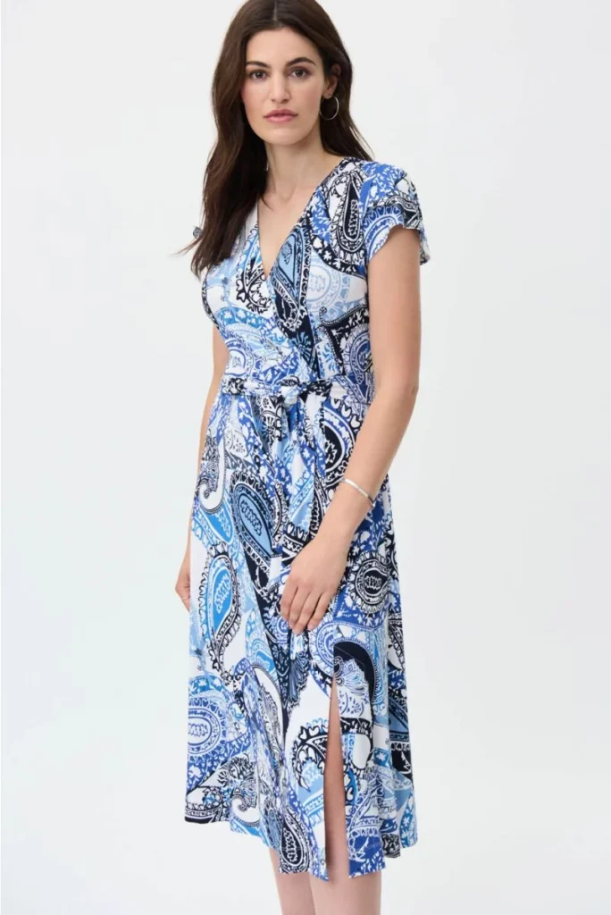 Joseph Ribkoff 231298 Vanilla/Multi Wrap Dress