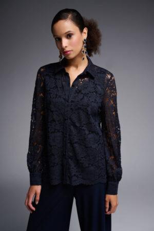 Joseph Ribkoff 231764 Midnight Blue Lace Blouse