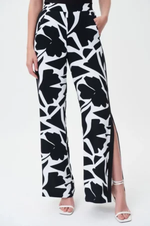 Joseph Ribkoff 232046 Vanilla/Black Print Trousers