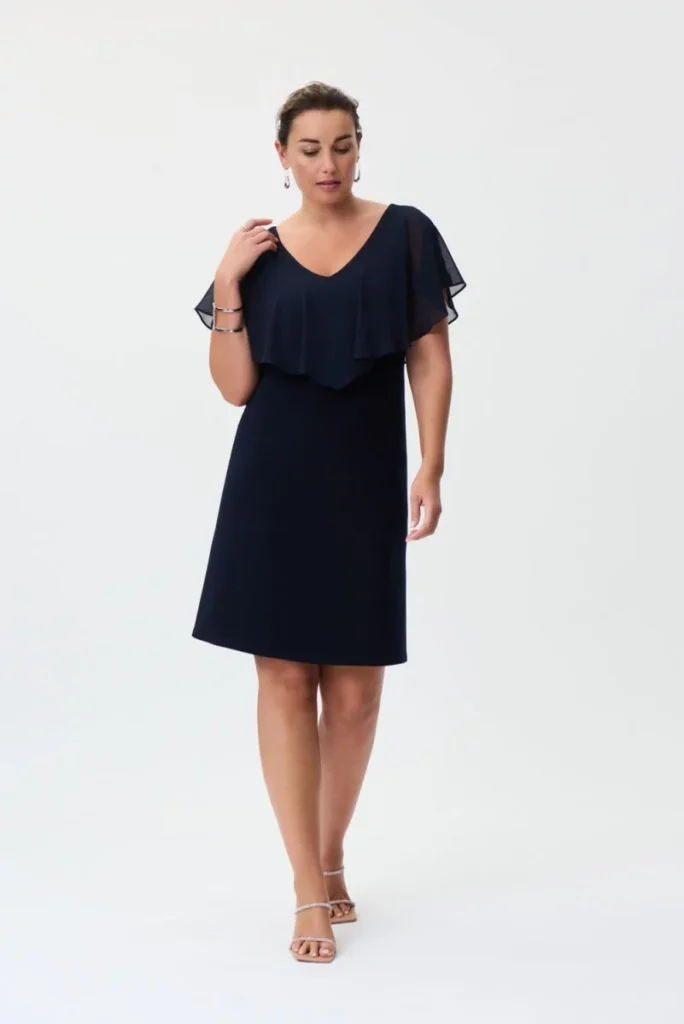 Joseph Ribkoff 232240 Midnight Blue Chiffon Overlay Dress
