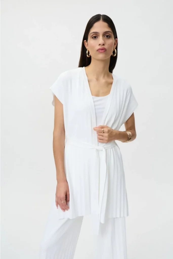 Joseph Ribkoff 232928 Vanilla Pleated Knit Cover Up