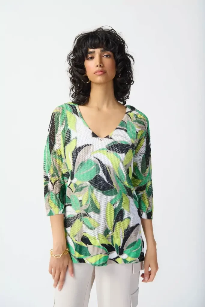 Joseph Ribkoff 241918 Vanilla/Multi Knit Top