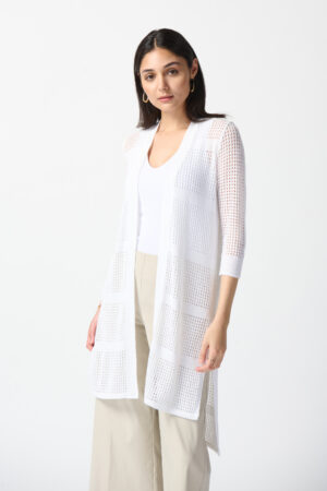 Joseph Ribkoff 242901 Vanilla Long Perforated Cardigan