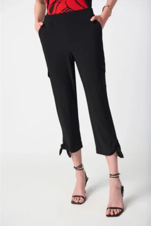 Joseph Ribkoff 241111 Black Tie Detail Pull-On Trousers