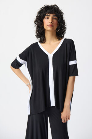 Joseph Ribkoff 241125 Black/Vanilla Oversized Top